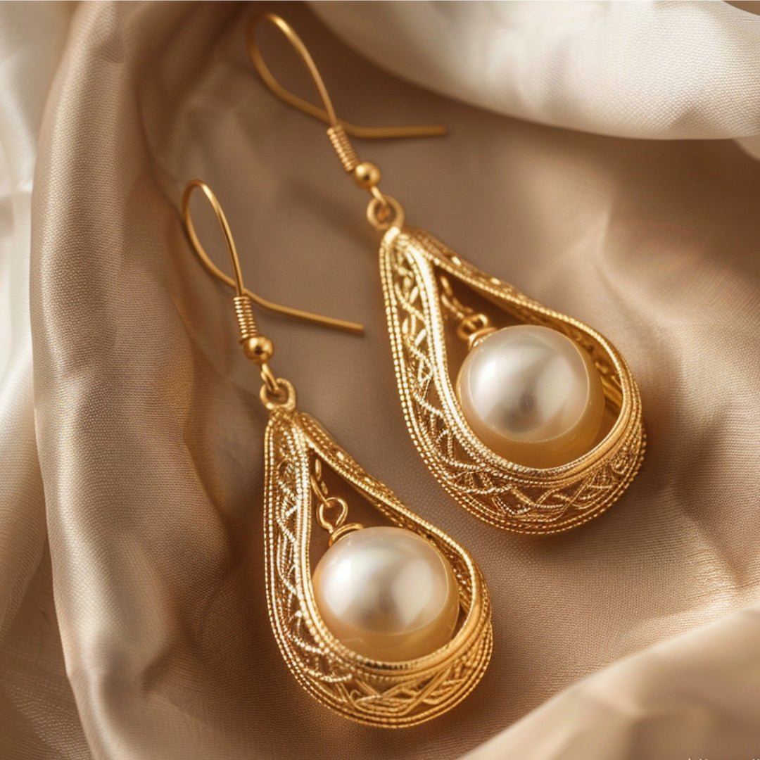 Boucles d'oreilles en perle en forme de goutte d'eau creuse