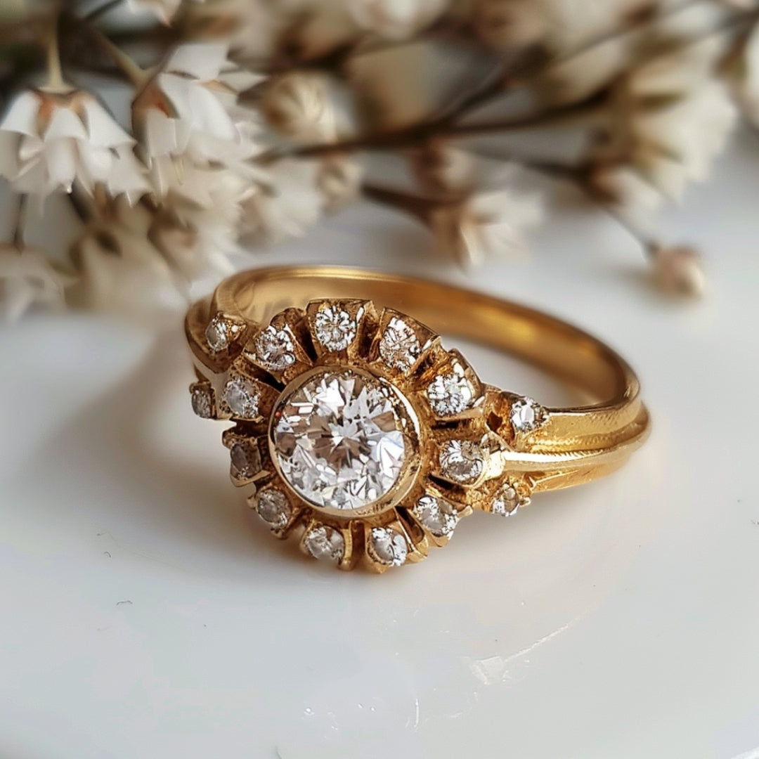 Bague Mandala en Zircone Dorée