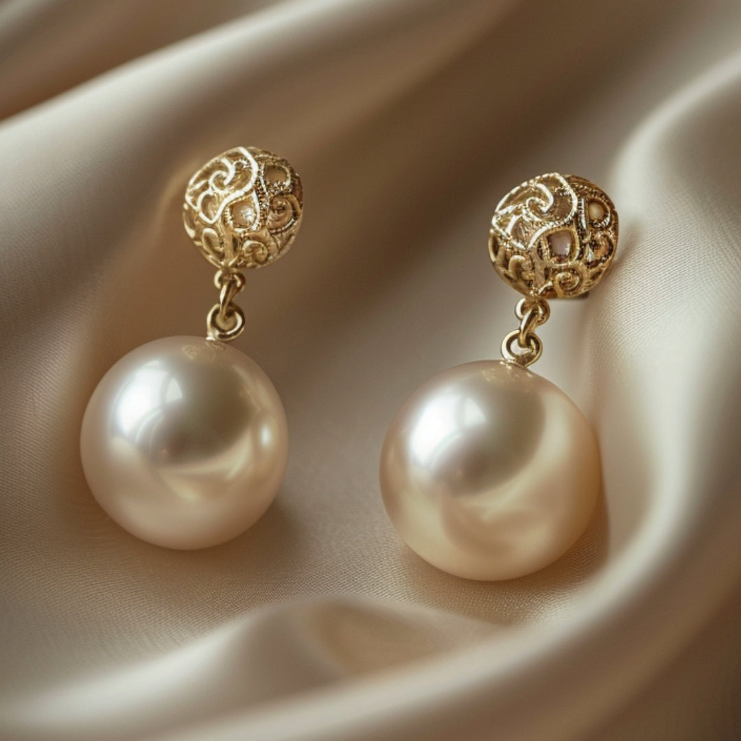Boucles d'oreilles en perle creuse en or