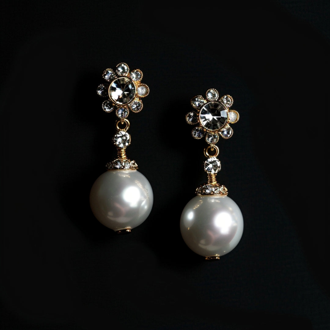 Boucles d'oreilles avec perles de zircon flottantes