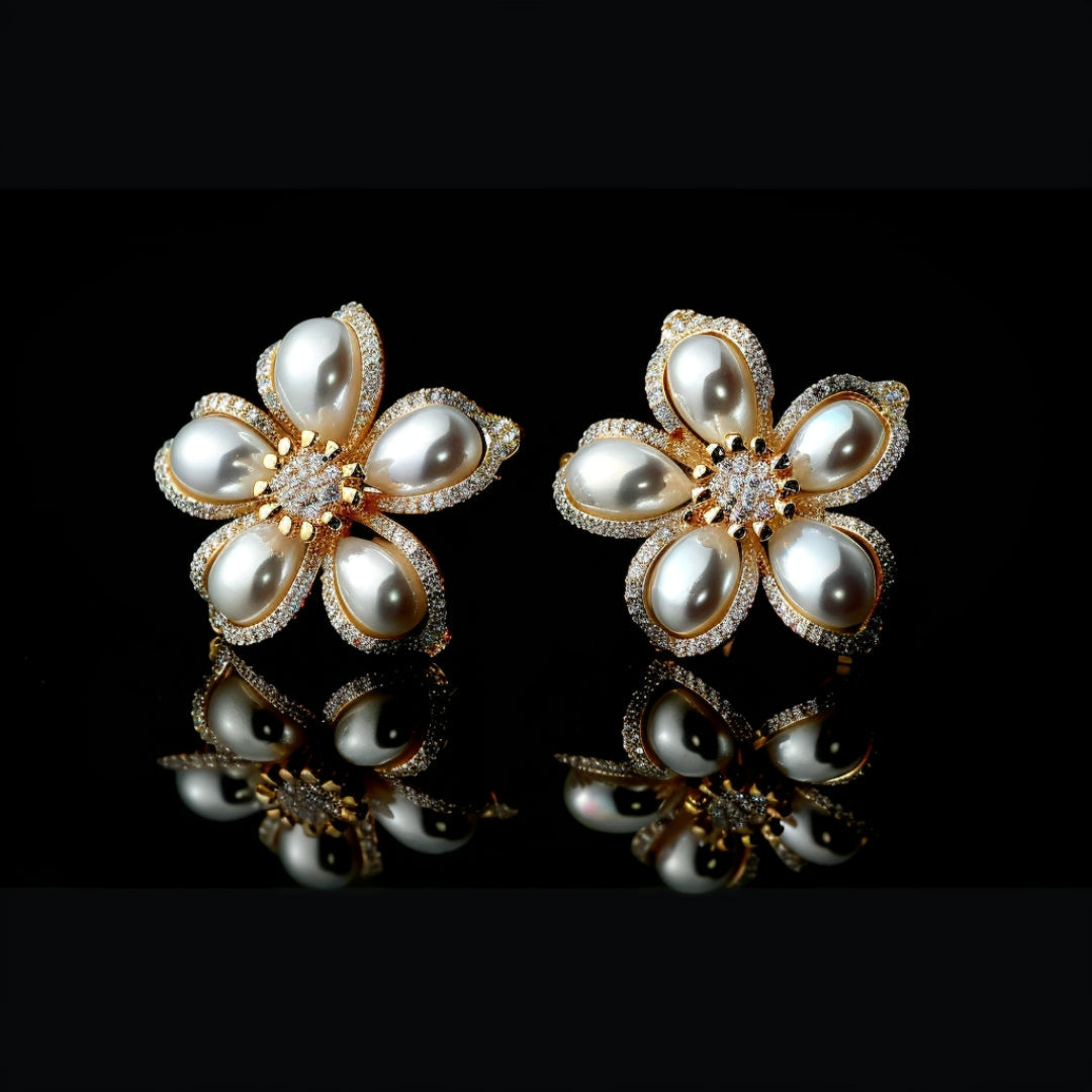 Boucles d'oreilles en perles lumineuses avec fleurs