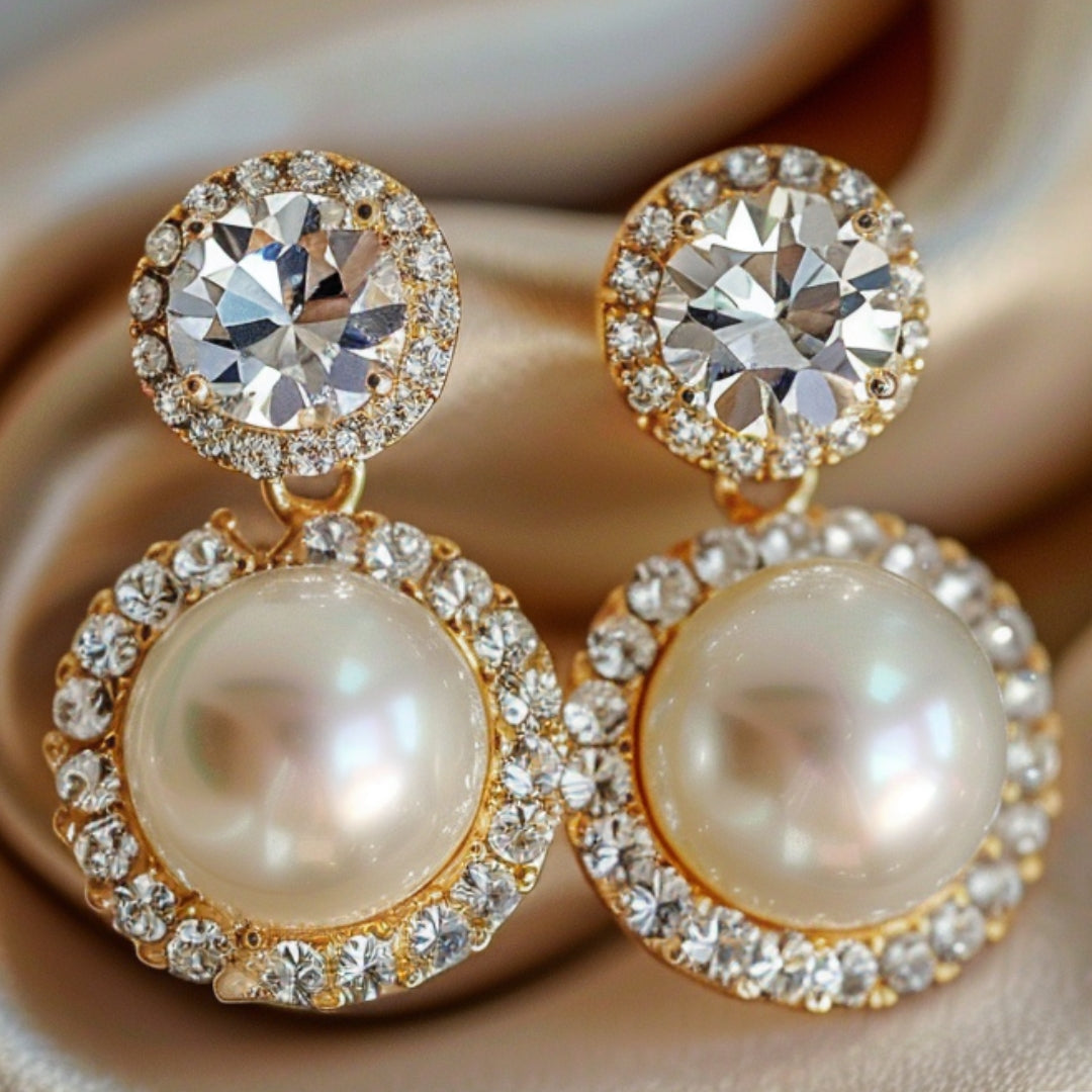 Boucles d'oreilles en perle blanche brillante