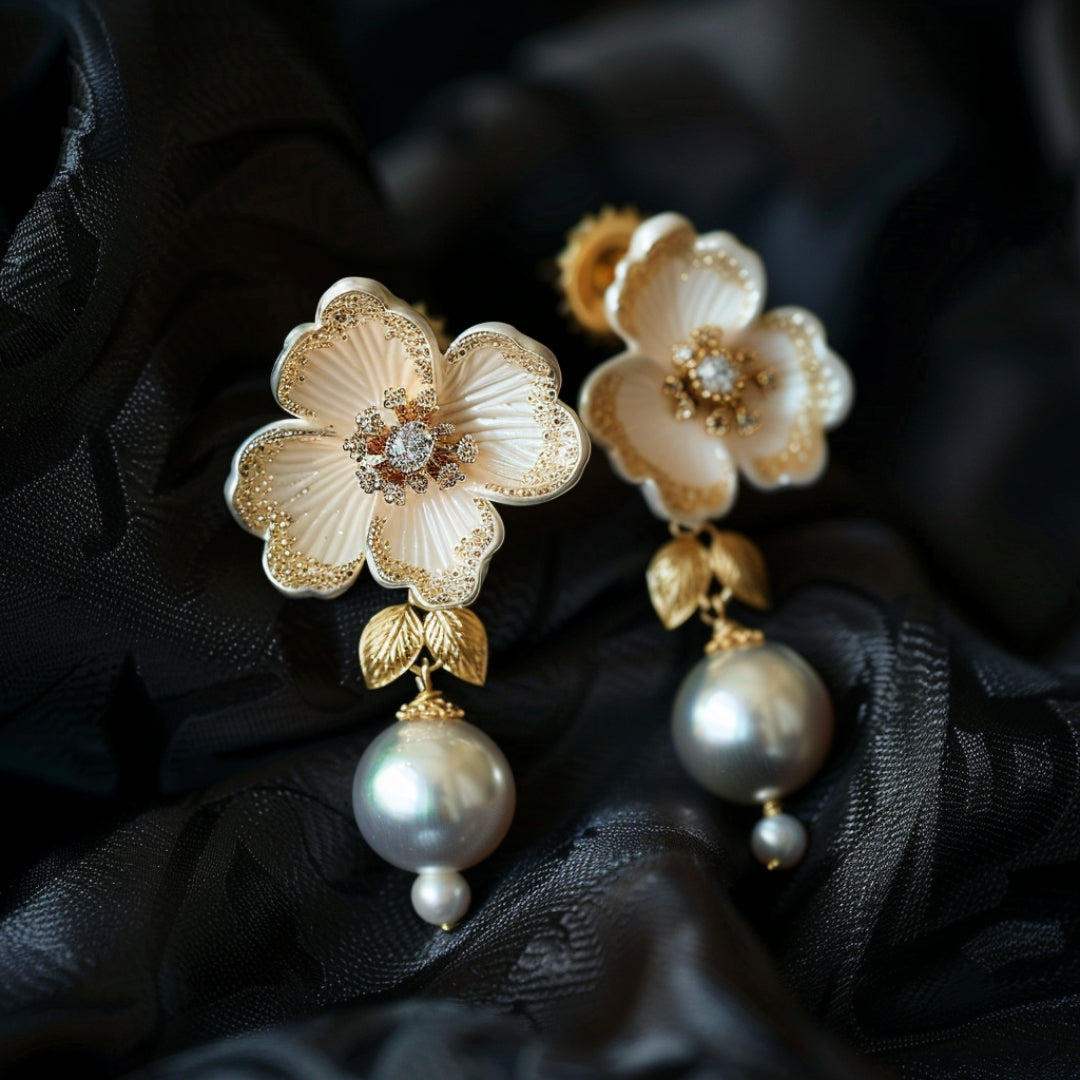 Boucles d'oreilles en perles et fleurs lumineuses