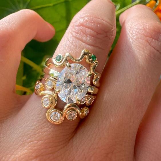 Ensemble de bagues cocktail en zirconium vintage