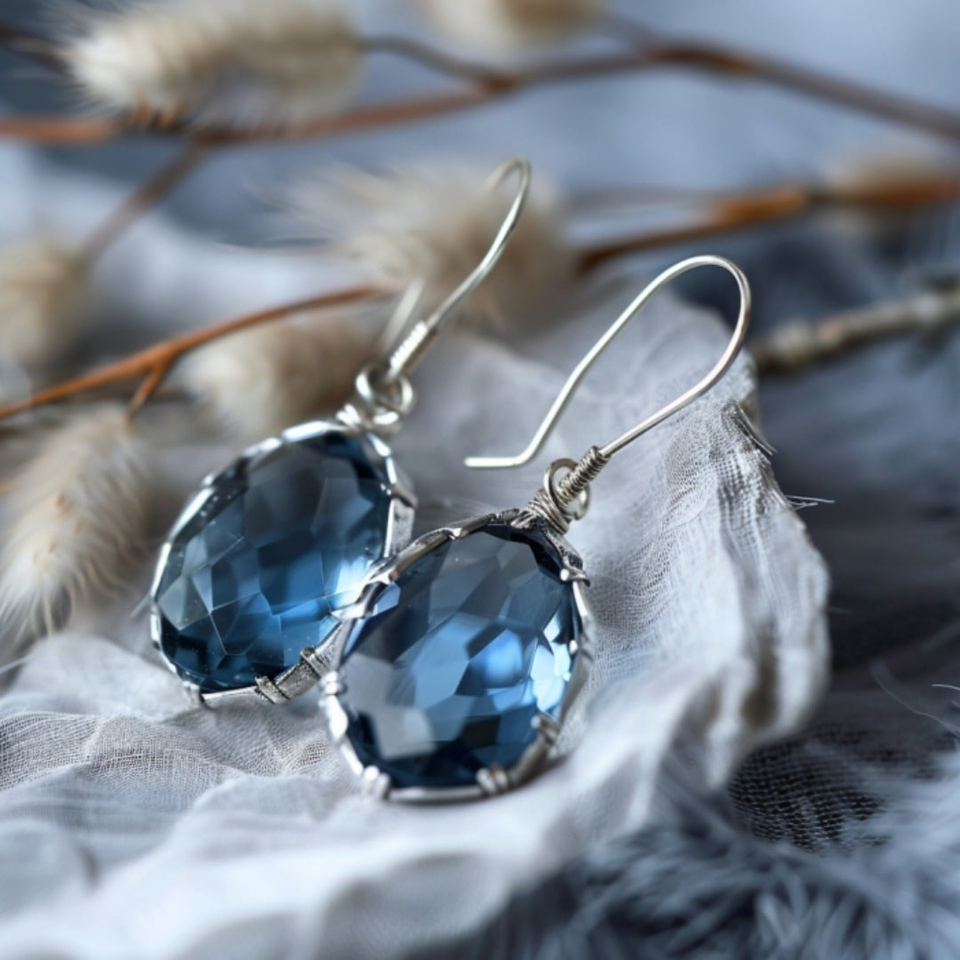 Boucles d'oreilles en argent à goutte en cristal