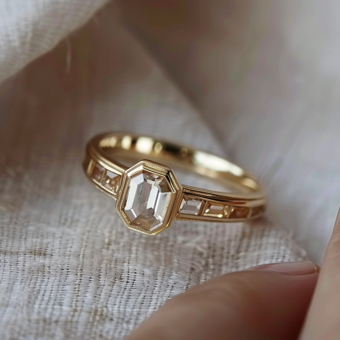 Bague en or avec cristal