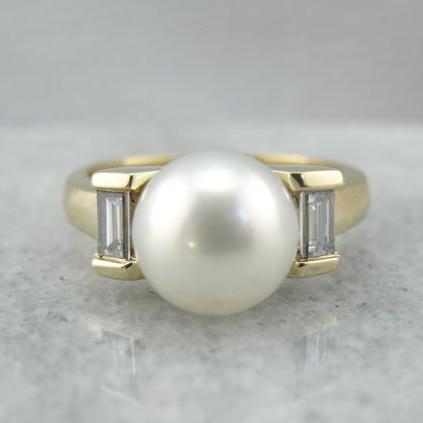 Bague en perles vintage avec zirconium
