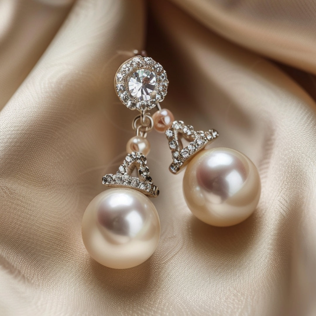 Boucles d'oreilles en perles de verre blanc