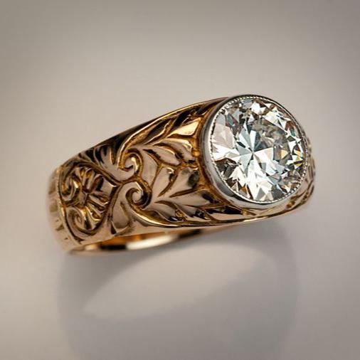 Anneau ancien en diamants sculptés vintage