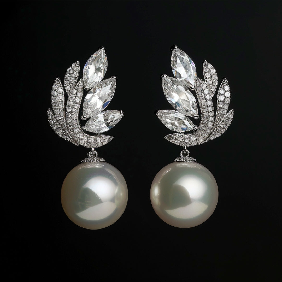 Boucles d'oreilles en perles en zirconium brillant