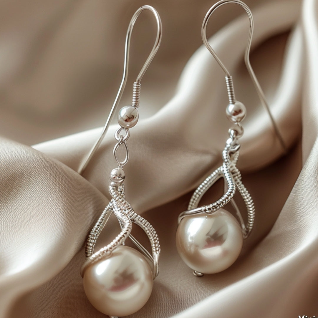 Boucles d'oreilles pendantes festives en perles