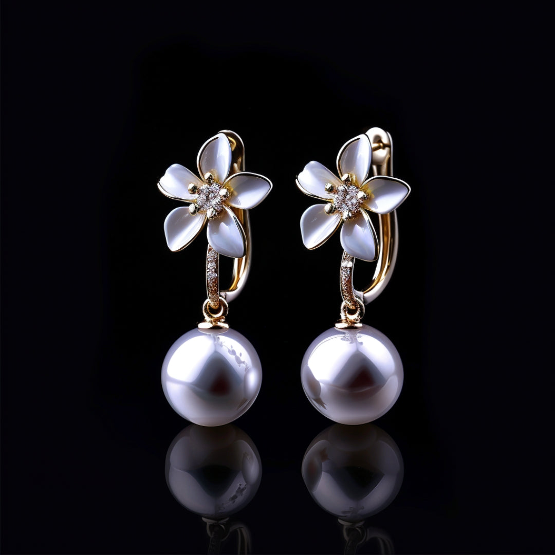 Boucles d'oreilles fleurs violettes et perles