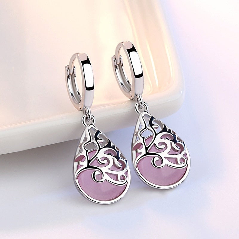 Boucles d'oreilles en argent sterling 925 arbre de vie