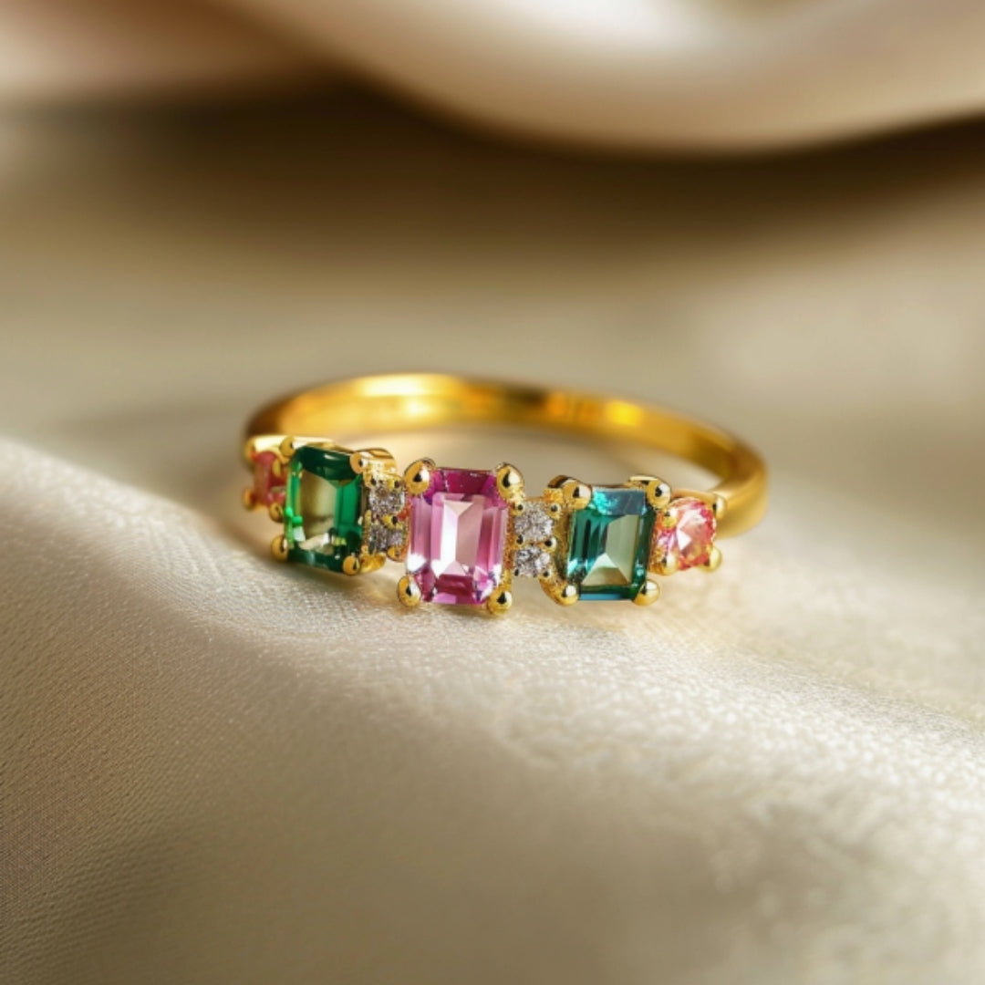 Bague en verre de rêve colorée