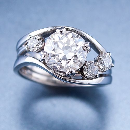 Bague en argent vintage avec diamants