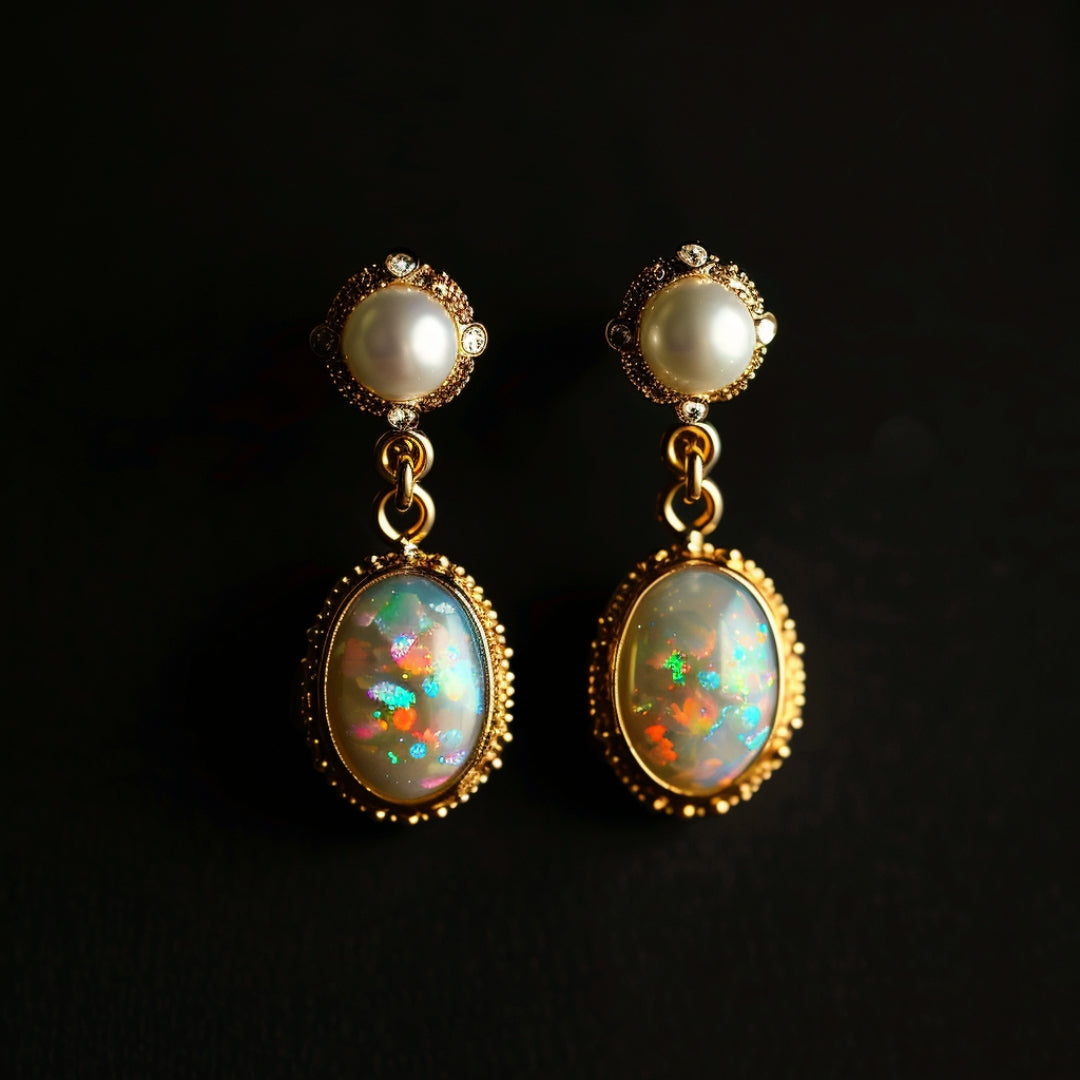 Boucles d'oreilles en or opale