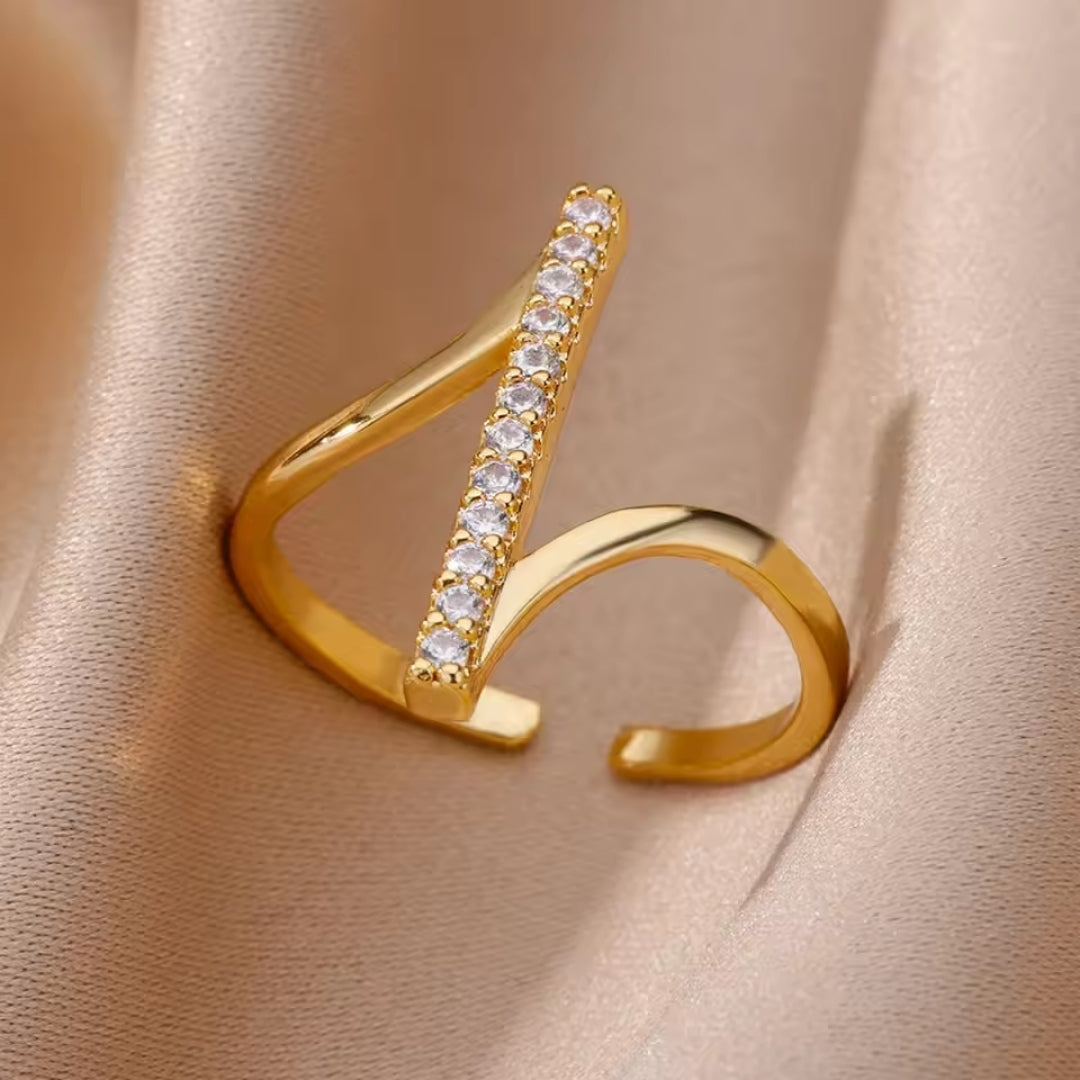Bague réglable en or brillant