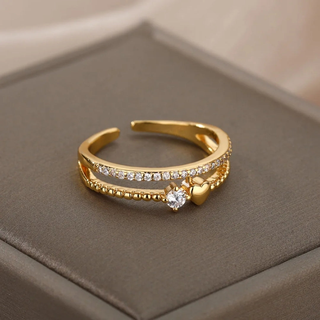 Bague en couches ajustable or brillant