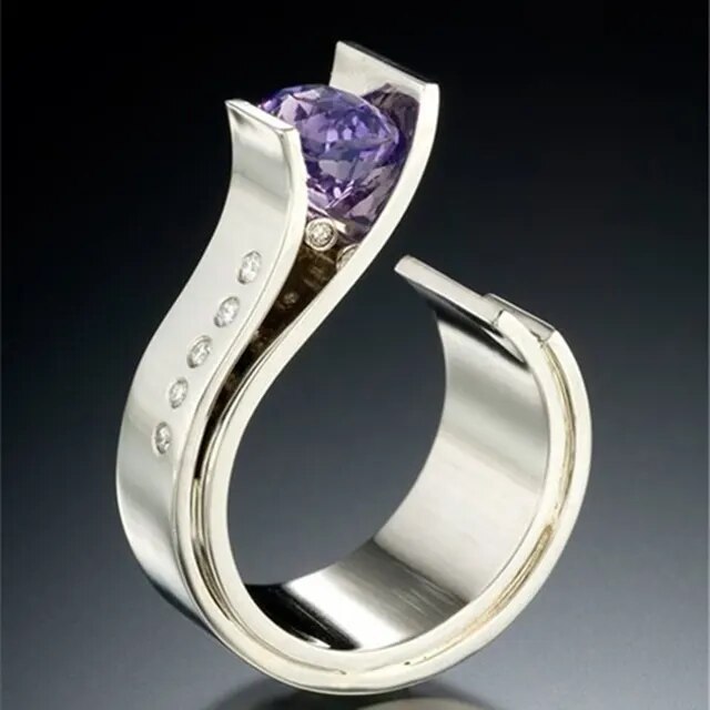 Bague en zirconium inlay violet vintage