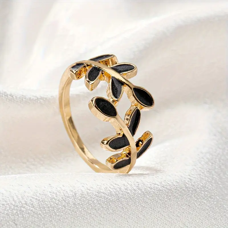 Bague Or Black Leaf