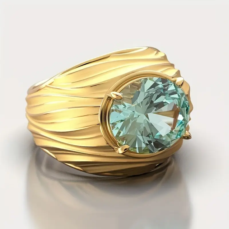 Bague bleu vert doré