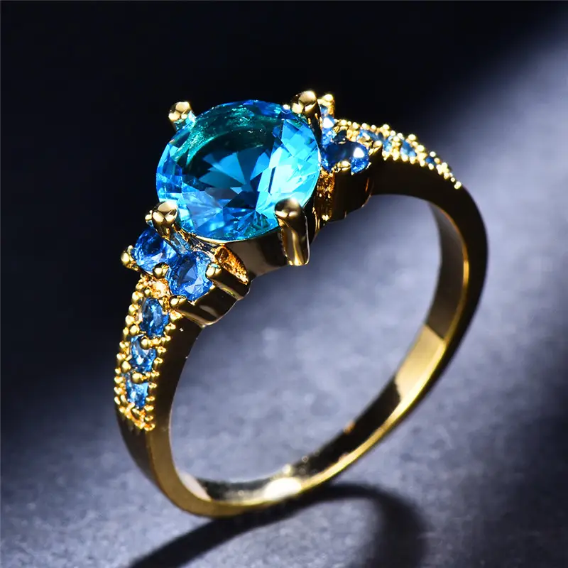 Bague en or zircone Blue Sky