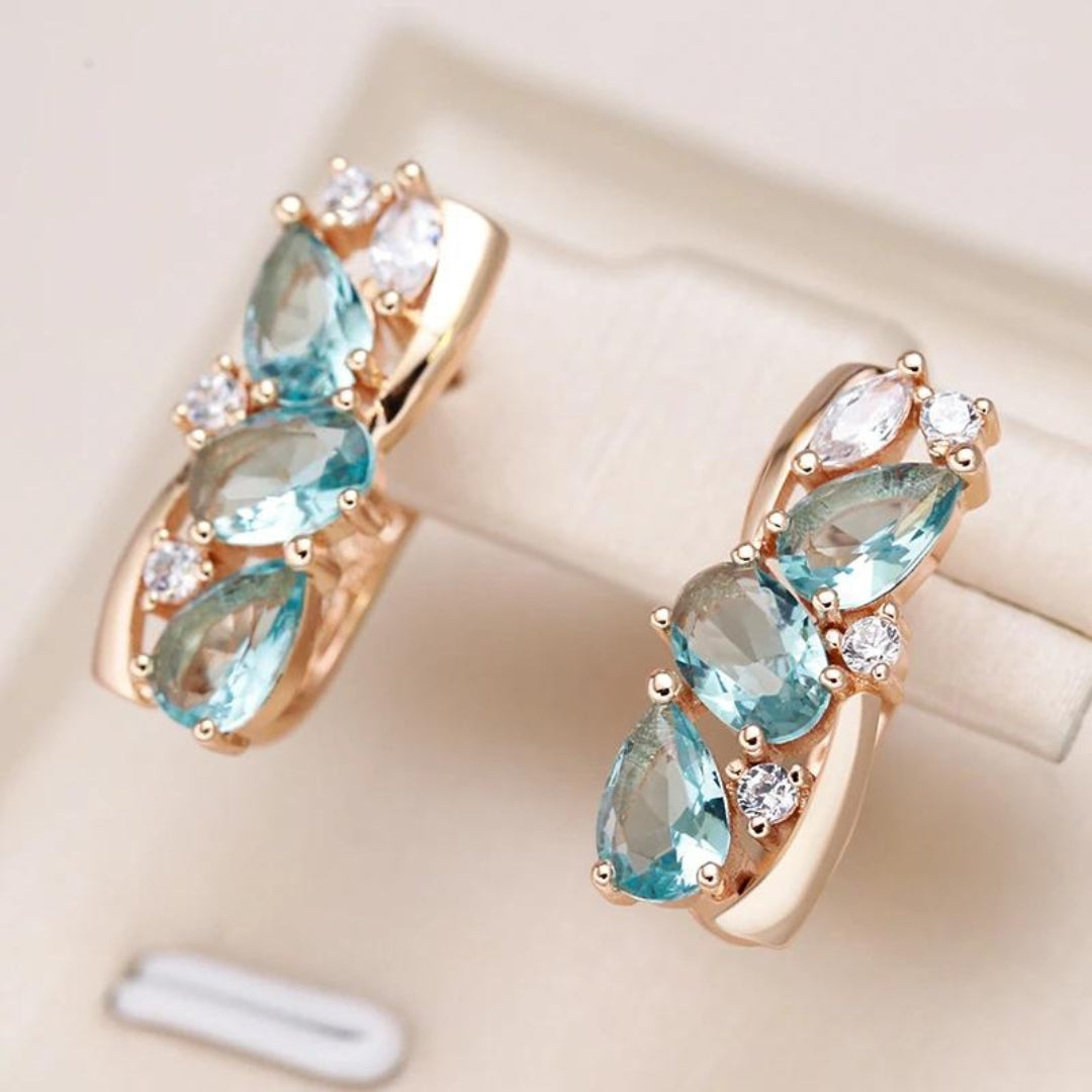Boucles d'oreilles en zirconium bleu or