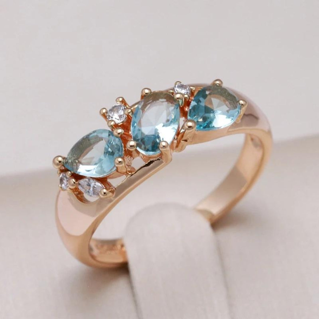 Bague en or et zirconia bleue