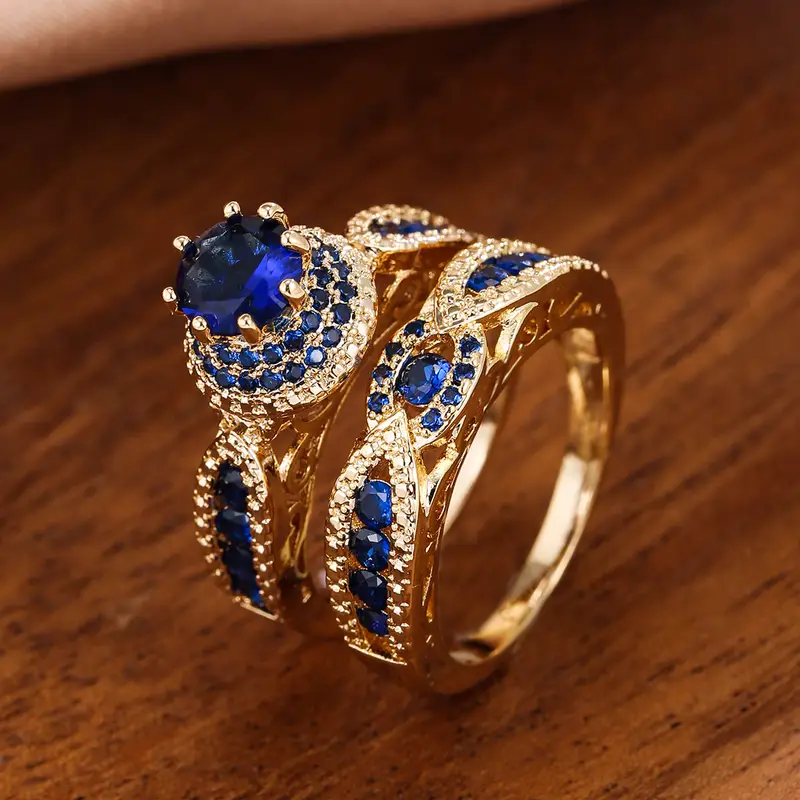 Ensemble de bagues en zircone bleue
