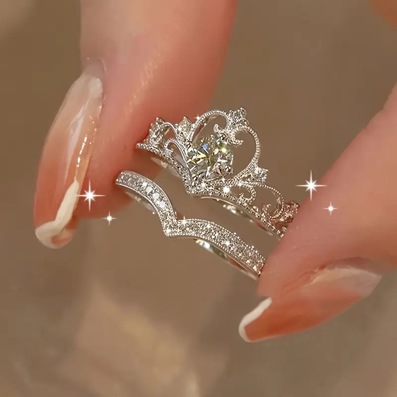 Ensemble de bagues en argent Bright Crown