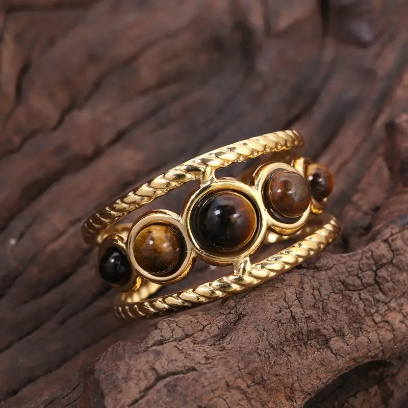 Bague en pierre brune or
