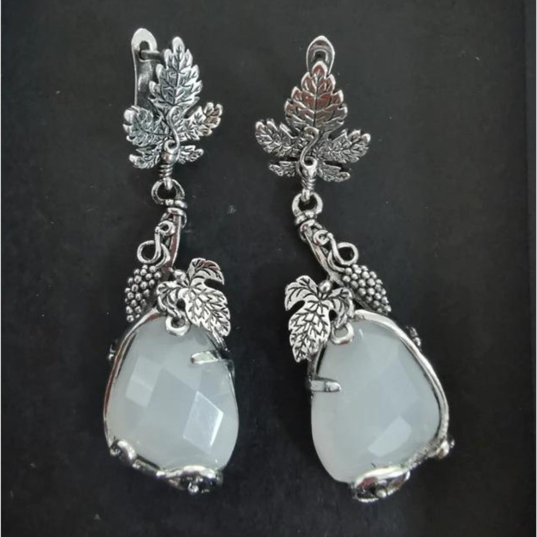 Boucles d'oreilles en argent bohème raisin