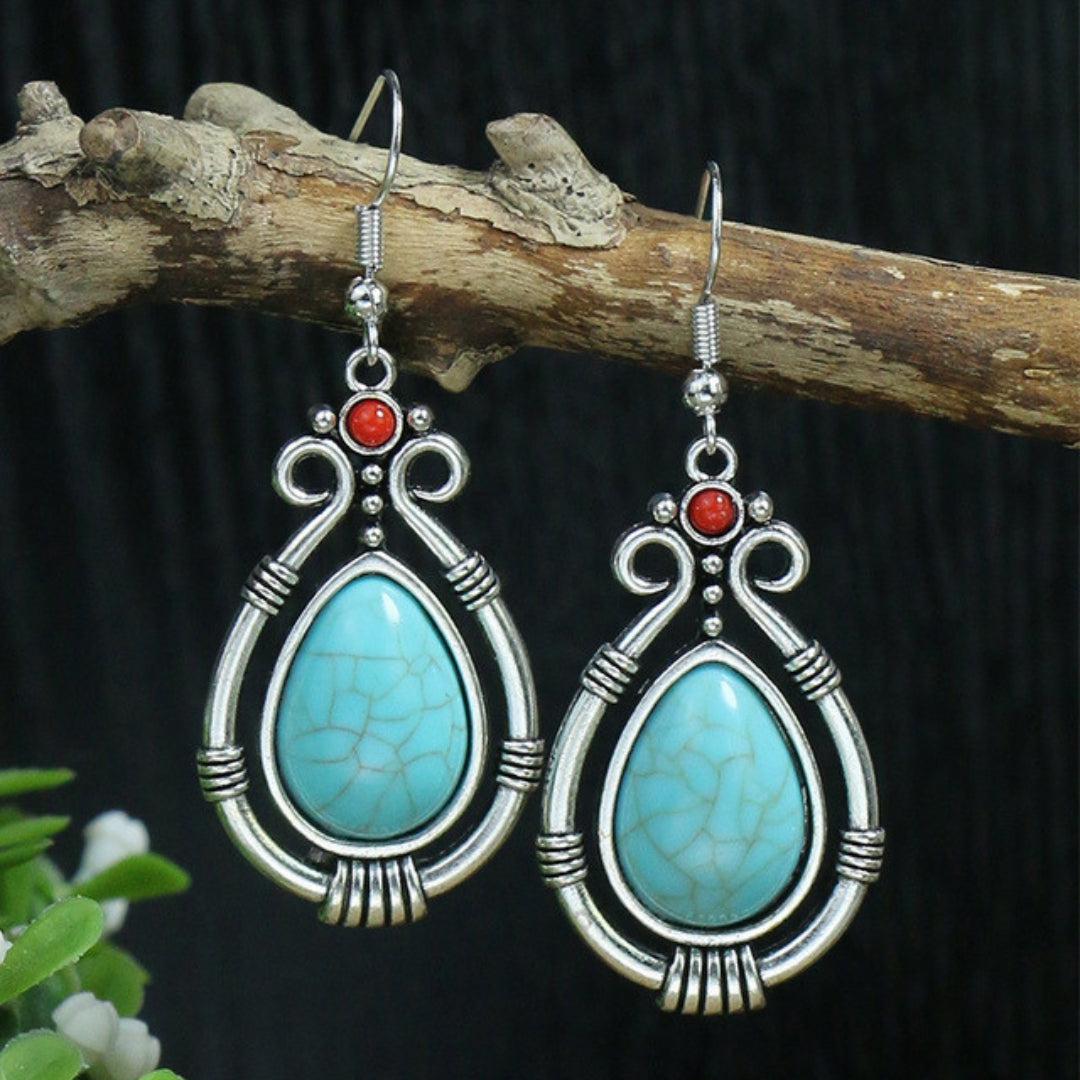 Boucles d'oreilles bohème en opale argentée