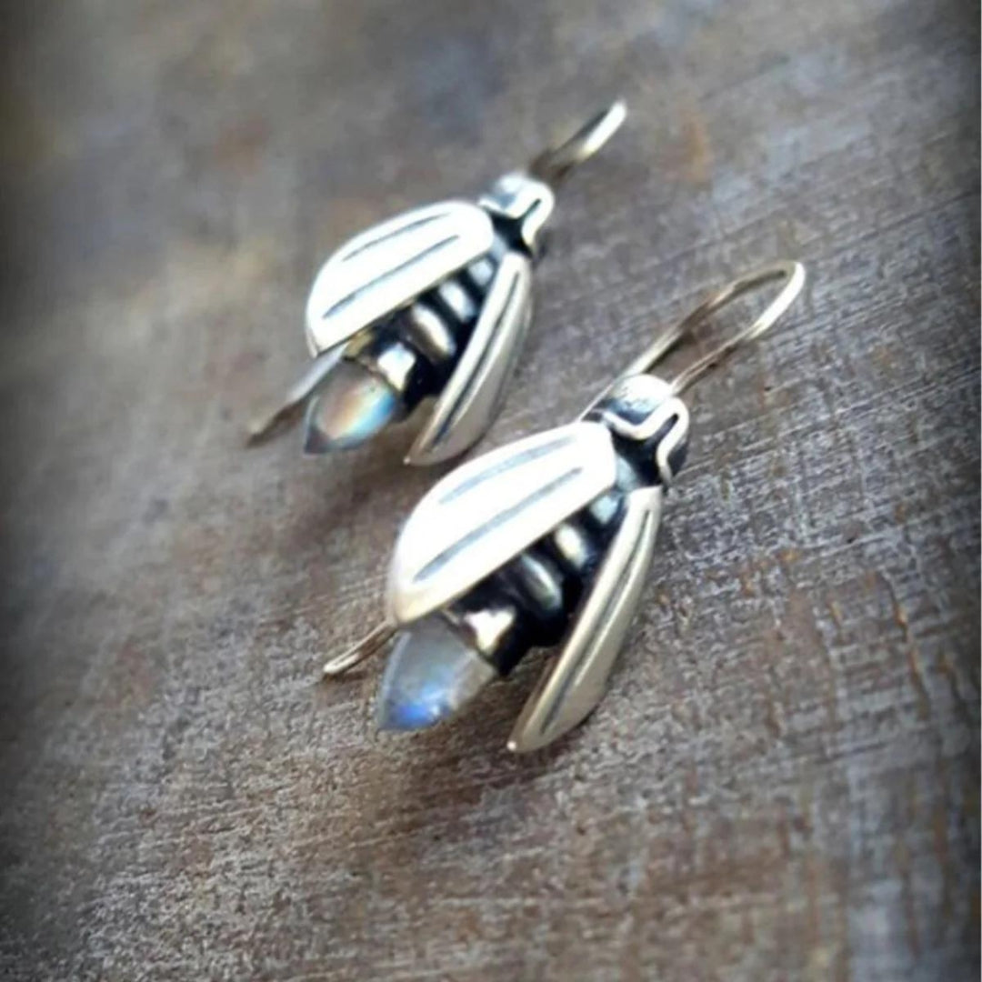 Boucles d'oreilles bohèmes en forme d'abeille en argent
