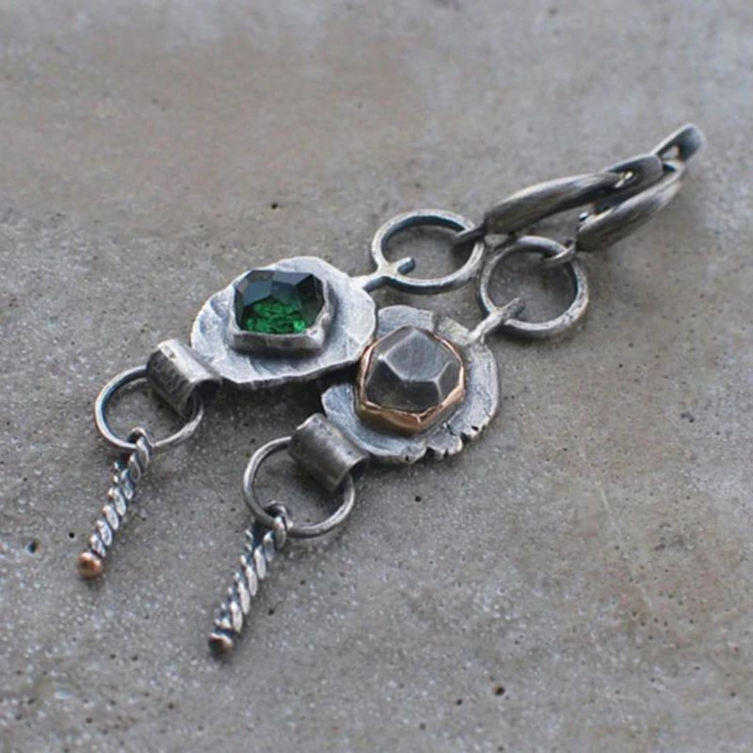 Boucles d'oreilles bohèmes deux tons en zirconium argenté