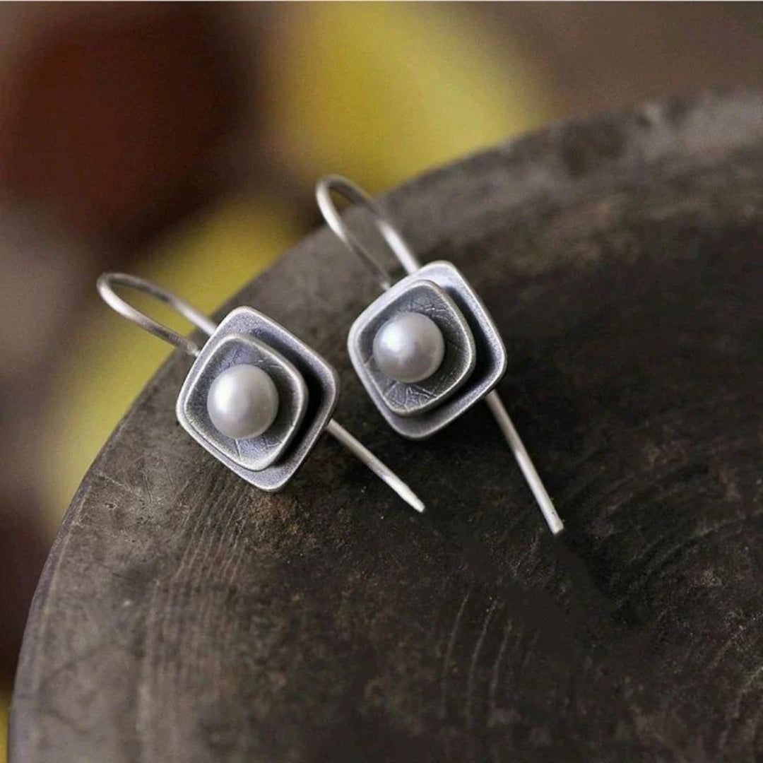 Boucles d'oreilles bohèmes en perles cubiques en argent sterling