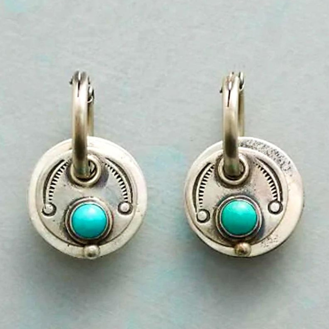 Boucles d'oreilles bohèmes en argent sterling avec opale turquoise