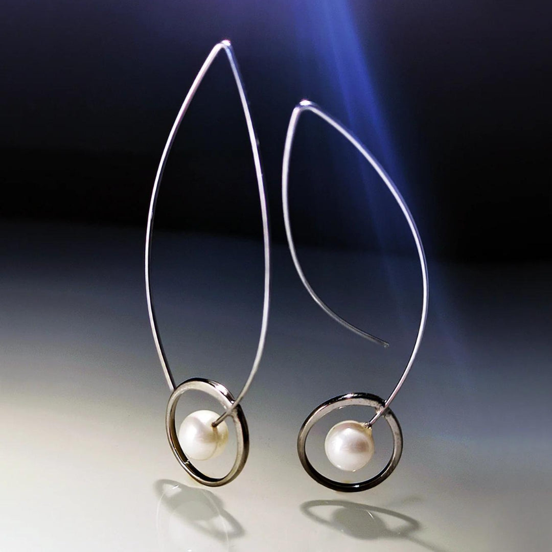 Boucles d'oreilles pendantes en argent avec perles de style bohème