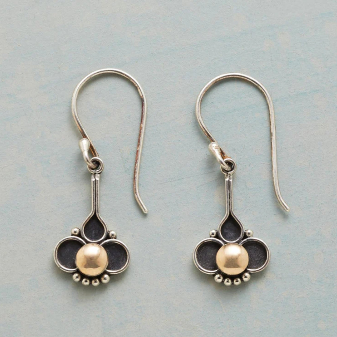 Boucles d'oreilles Bohème Croix de Clé avec Perles en Or