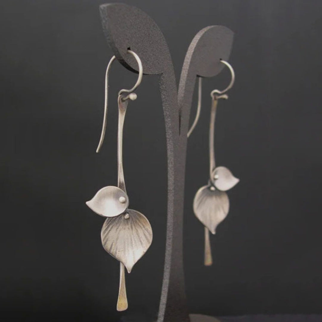 Boucles d'oreilles bohèmes en feuilles d'argent