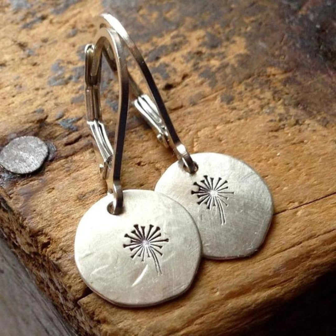 Boucles d'oreilles en argent sterling plaqué en pissenlit