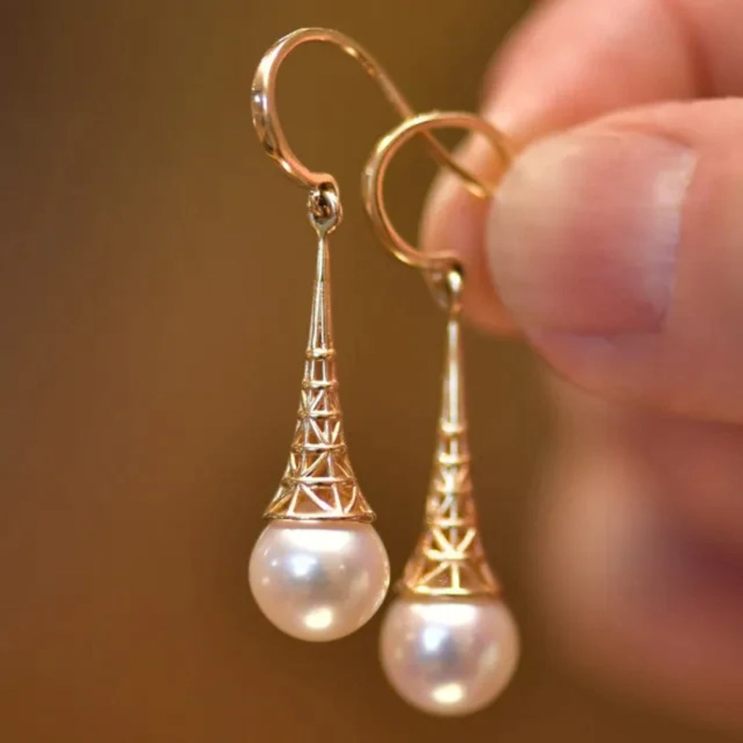 Boucles d'oreilles ethniques élégantes en perles dorées