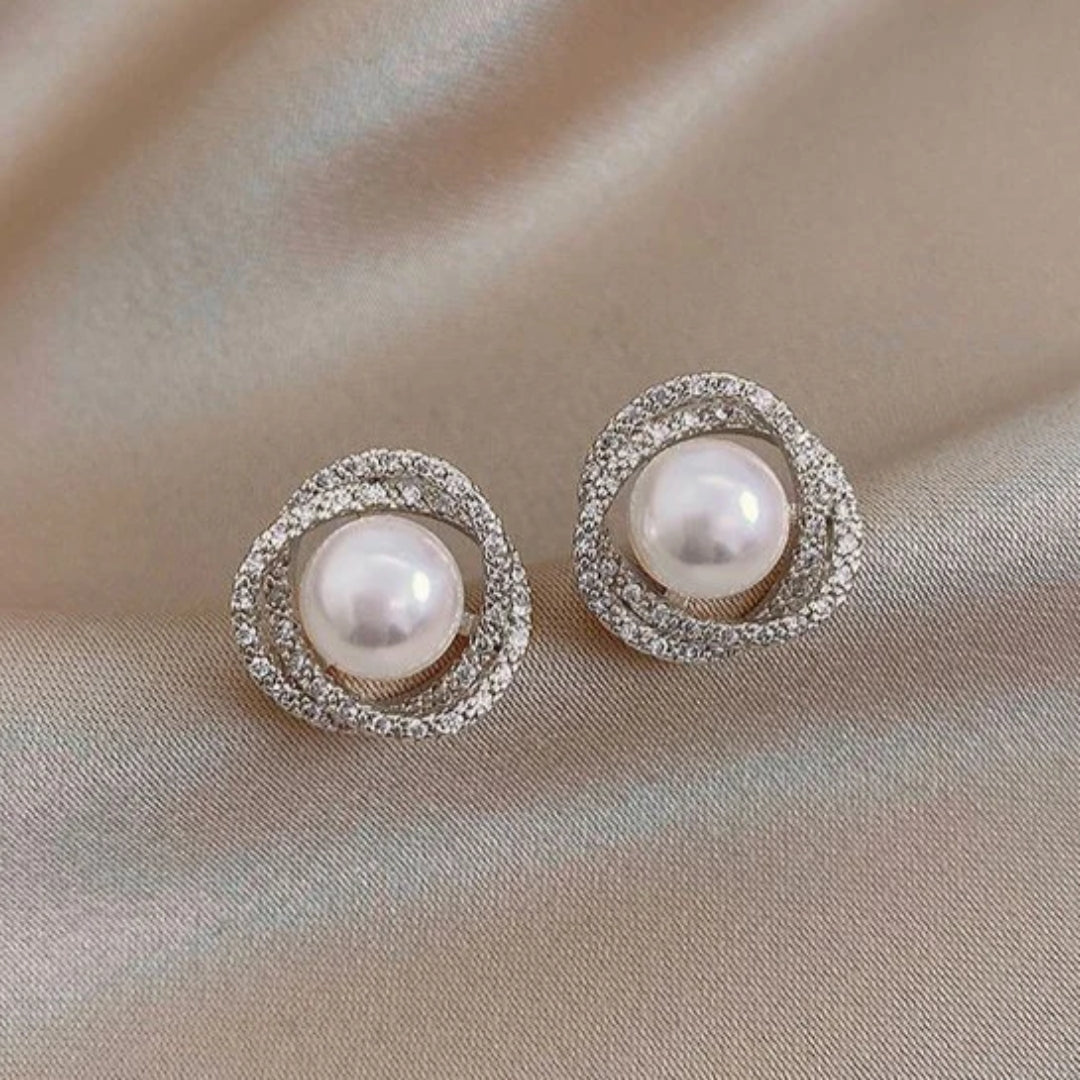 Boucles d'oreilles perles en spirale élégantes et lumineuses