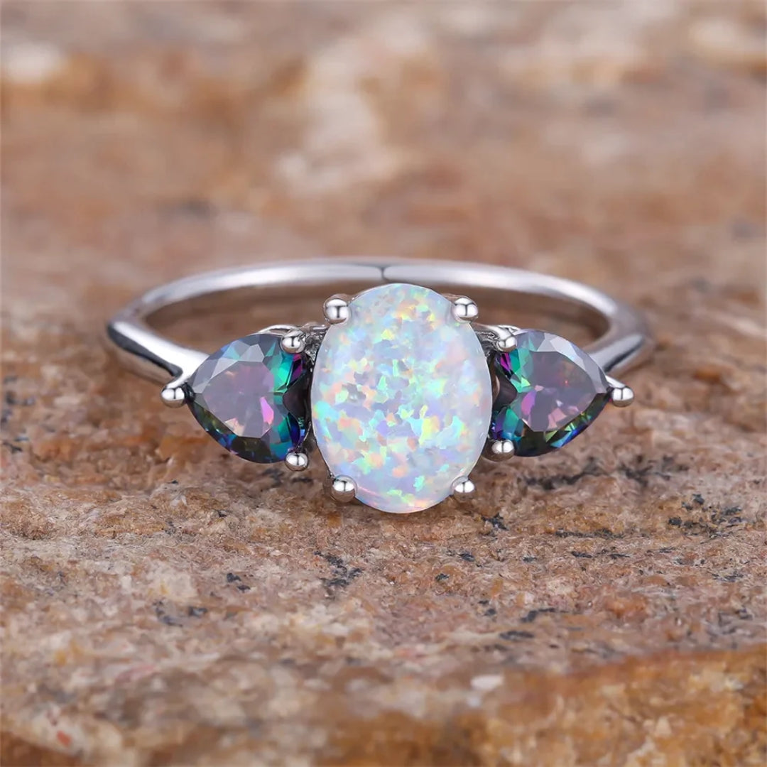 Bague en Opale Blanche Boho