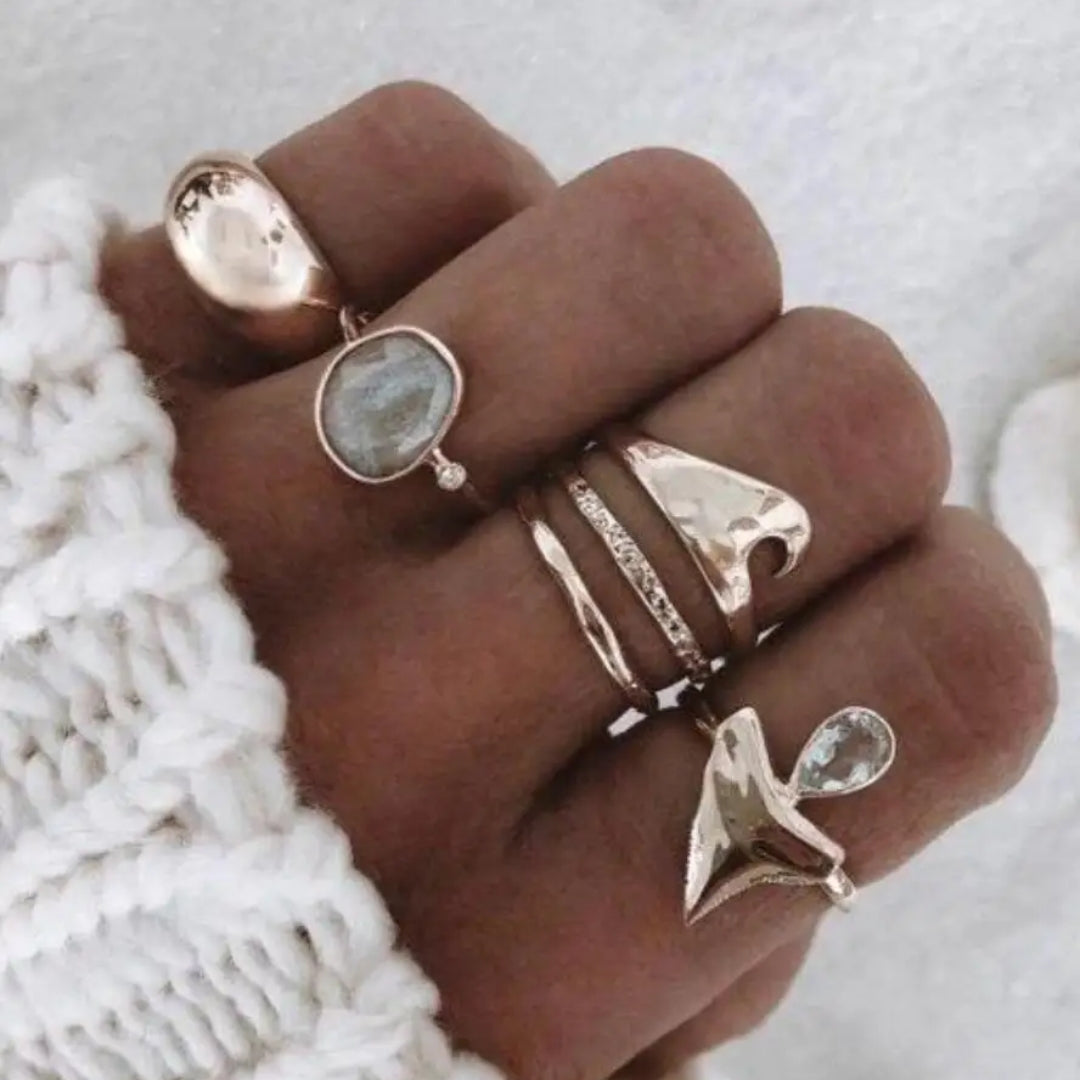Ensemble de bagues en argent vintage océan