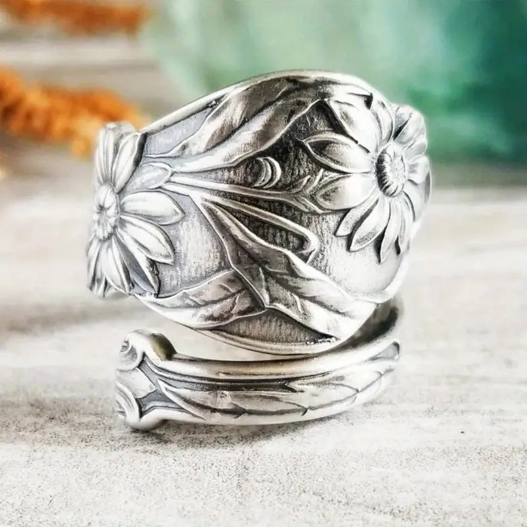 Bague Ouverte en Argent Vintage Fleur