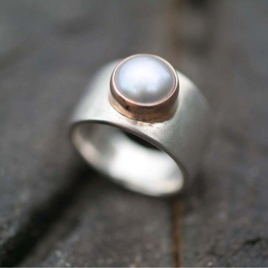 Bague en argent perle vintage