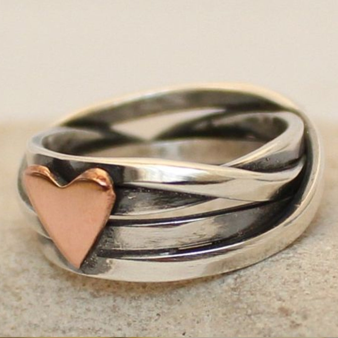 Bague en argent cœur vintage rose