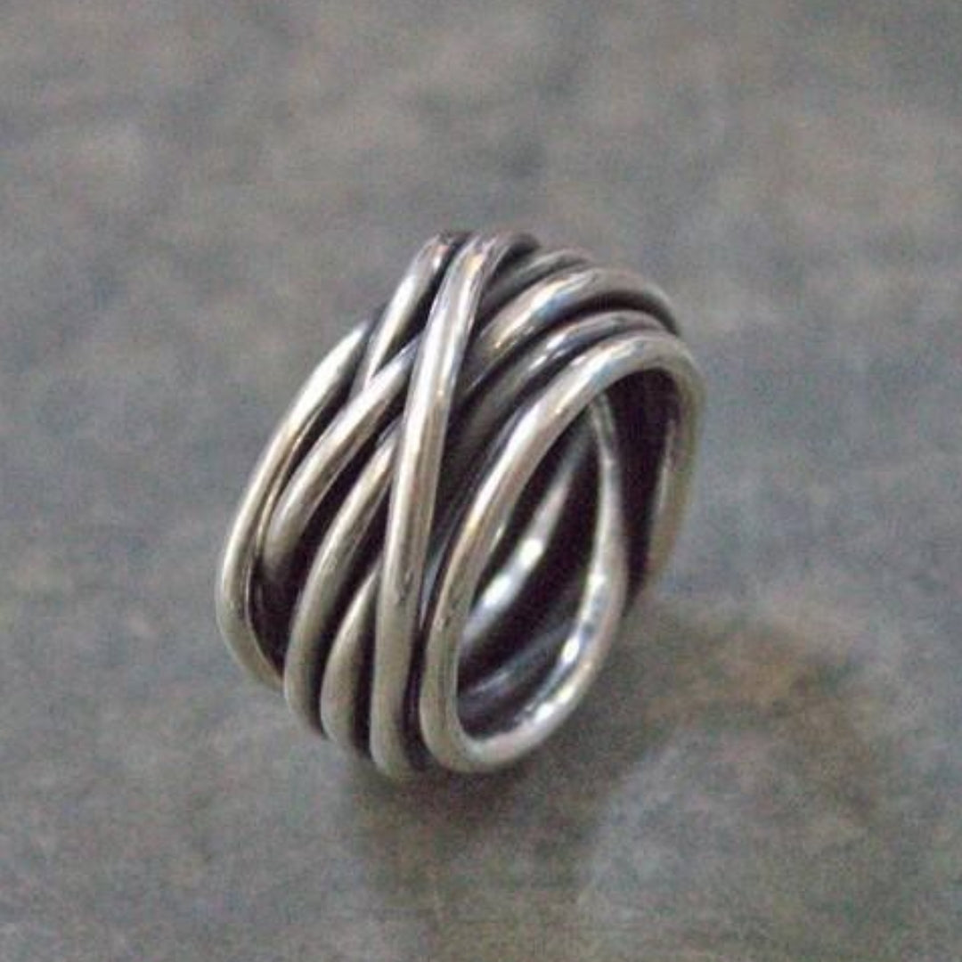 Bague en argent vintage à plusieurs couches plaqué