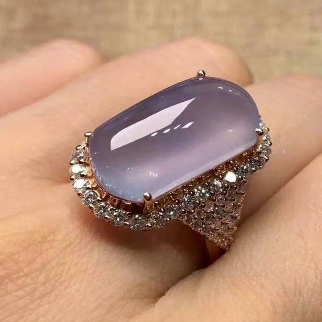 Bague en pierre en verre violette vintage